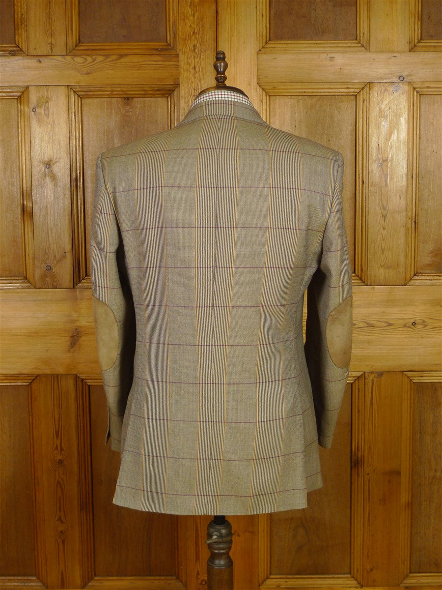 25/1129 immaculate crombie 100% wool sporting check blazer sports jacket w/ working cuff & original bag 44 regular