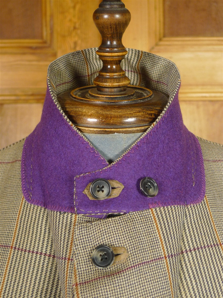 25/1129 immaculate crombie 100% wool sporting check blazer sports jacket w/ working cuff & original bag 44 regular