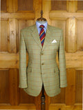 25/1130 near immaculate daks wool silk & linen green wp check sports jacket blazer 42 long