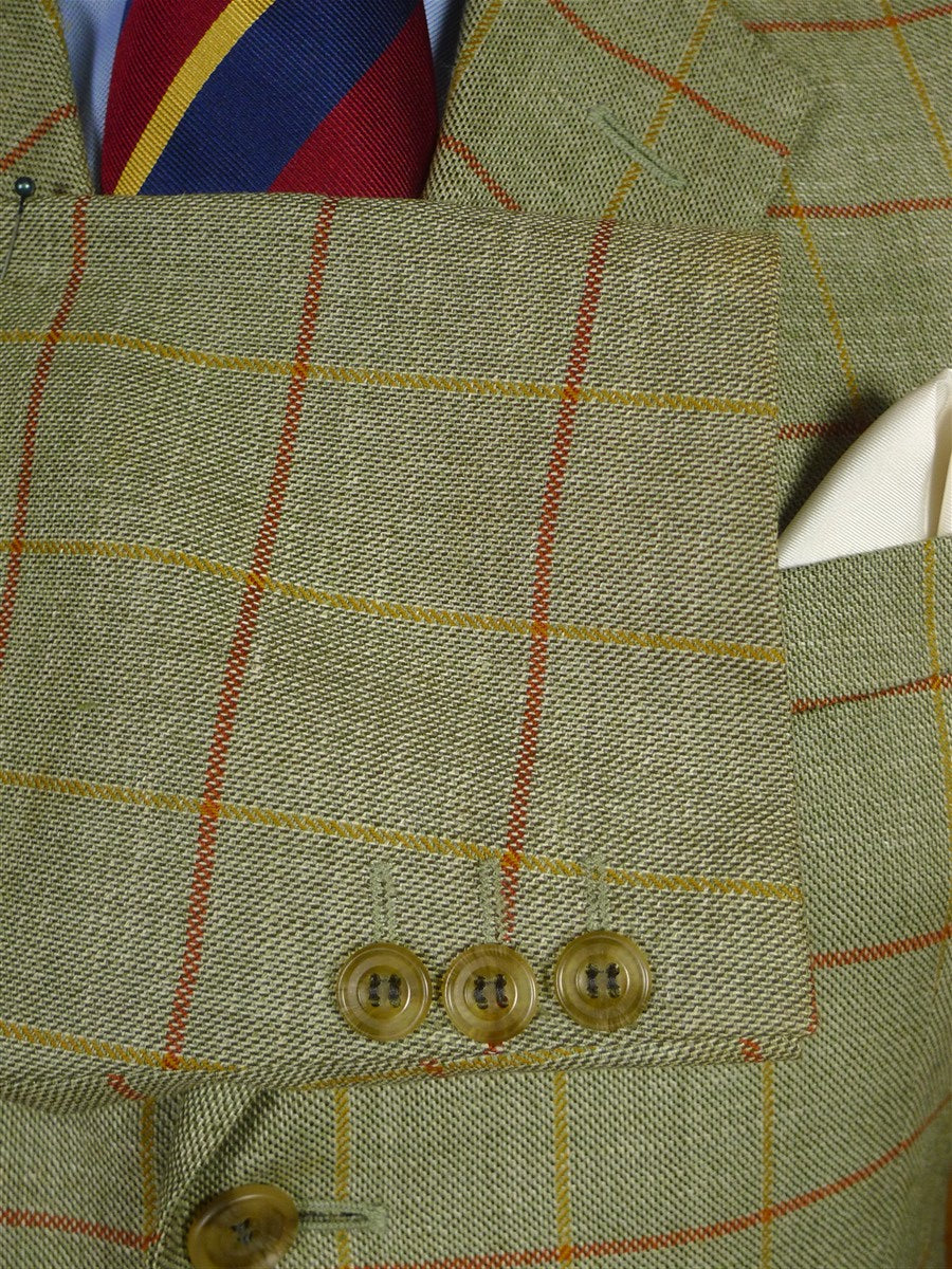 25/1130 near immaculate daks wool silk & linen green wp check sports jacket blazer 42 long