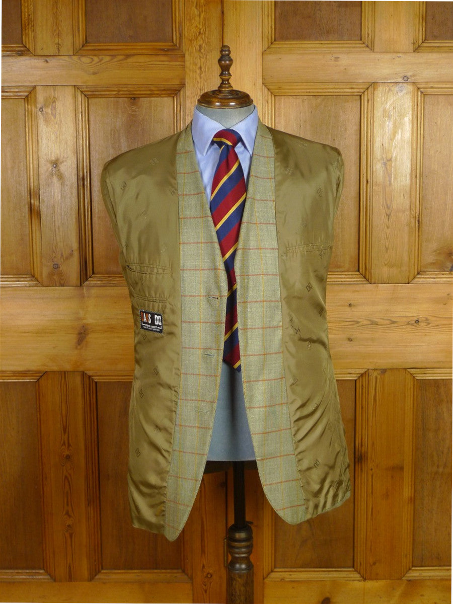 25/1130 near immaculate daks wool silk & linen green wp check sports jacket blazer 42 long