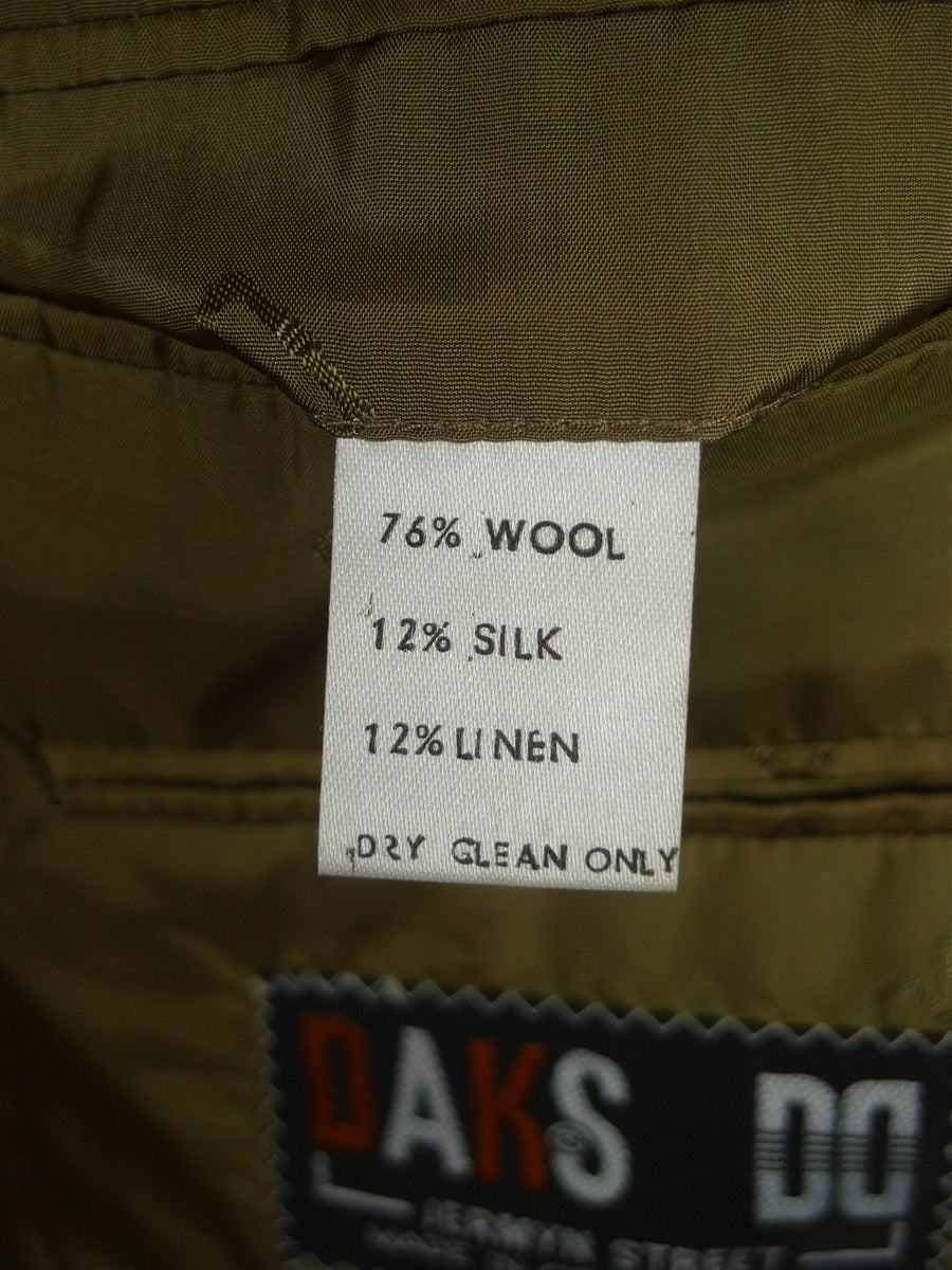 25/1130 near immaculate daks wool silk & linen green wp check sports jacket blazer 42 long