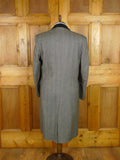25/1139 superb vintage british grey herringbone wool chesterfield coat overcoat 40-42