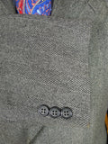 25/1139 superb vintage british grey herringbone wool chesterfield coat overcoat 40-42
