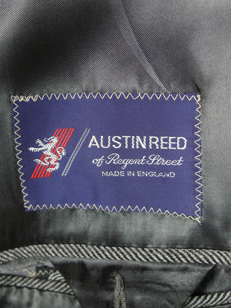 25/1139 superb vintage british grey herringbone wool chesterfield coat overcoat 40-42