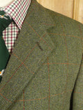 25/1147 wonderful vintage bepsoke tailored john g hardy green wp check tweed half-norfolk jacket w/ ghillie collar 38 regular