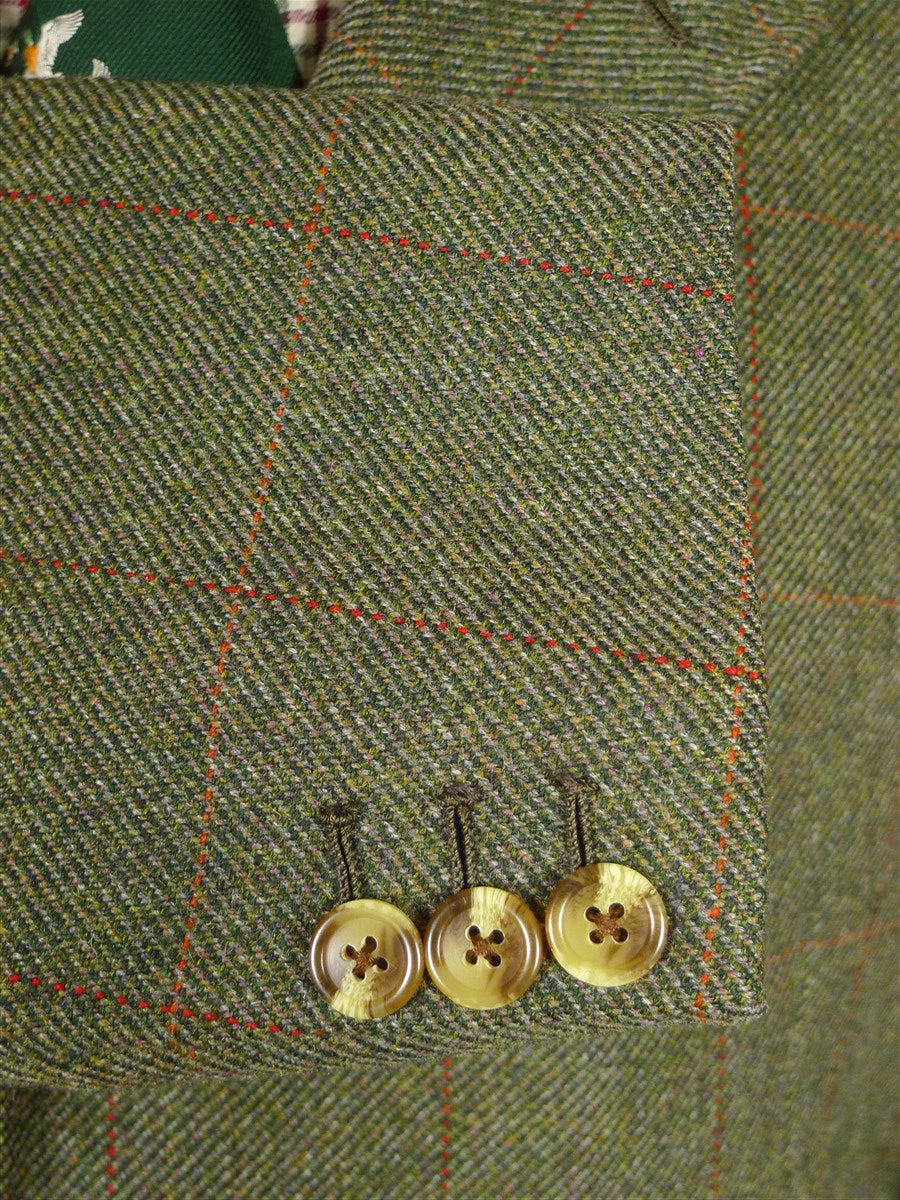25/1147 wonderful vintage bepsoke tailored john g hardy green wp check tweed half-norfolk jacket w/ ghillie collar 38 regular