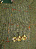 25/1147 wonderful vintage bepsoke tailored john g hardy green wp check tweed half-norfolk jacket w/ ghillie collar 38 regular