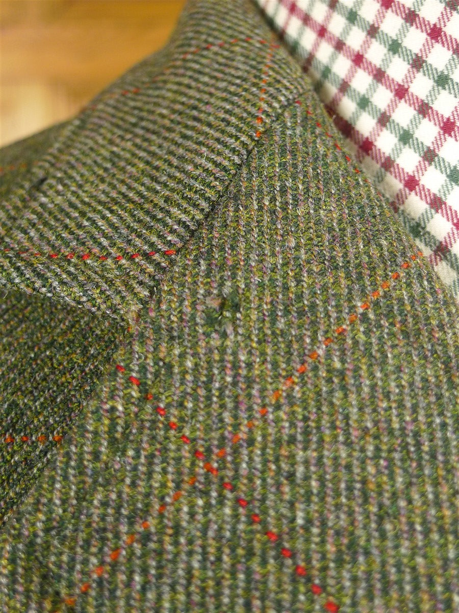 25/1147 wonderful vintage bepsoke tailored john g hardy green wp check tweed half-norfolk jacket w/ ghillie collar 38 regular