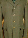 25/1147 wonderful vintage bepsoke tailored john g hardy green wp check tweed half-norfolk jacket w/ ghillie collar 38 regular