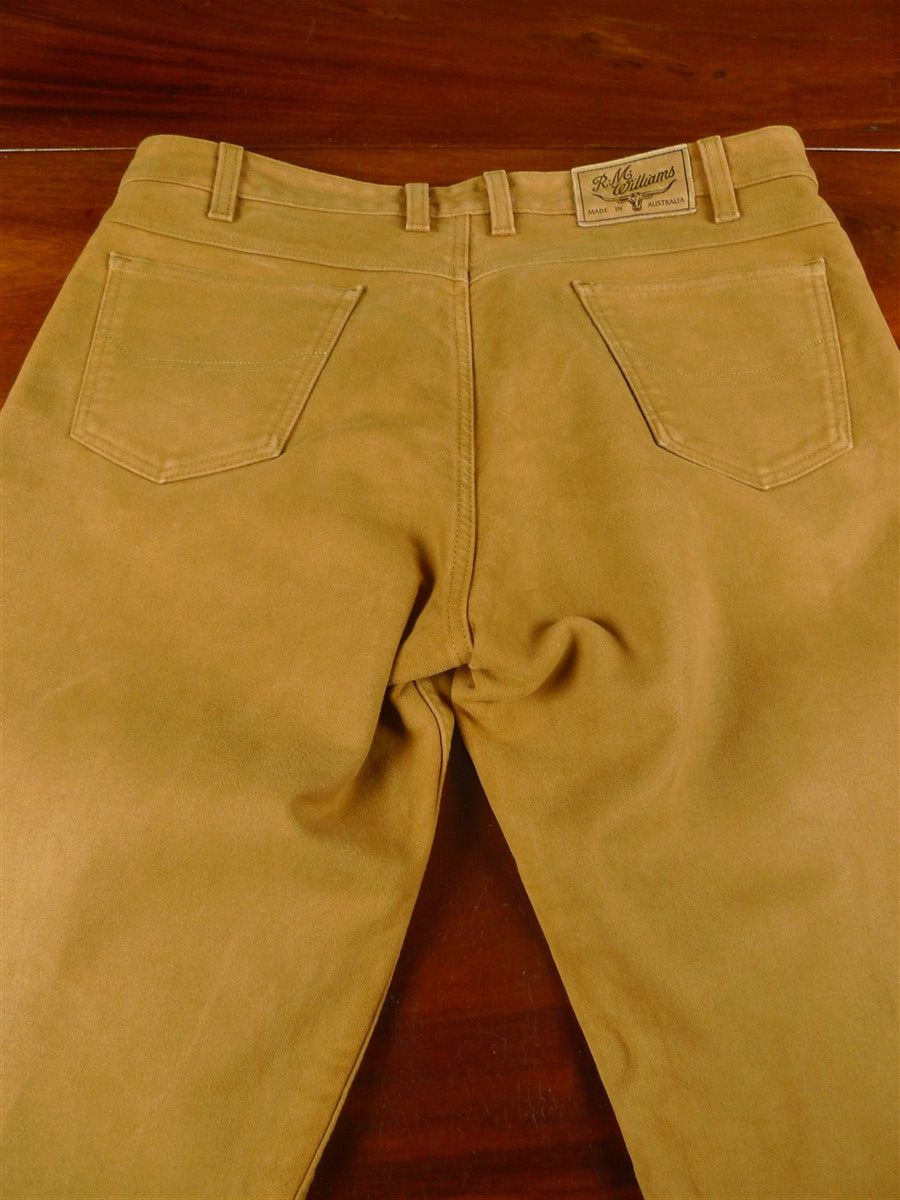 25/1126 immaculate rm williams australian heavy cotton moleskin tan brown jean trouser 38