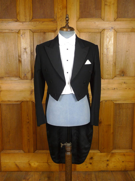 25/1132 vintage 1950s 1960s london tailor black barathea wool evening tailcoat 38 long