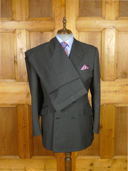 25/1133 vintage british bespoke grey worsted d/b suit 41-42 long