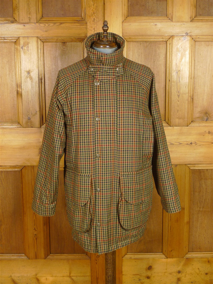 25/1148 superb vintage heavyweight scottish tweed gun check shooting field coat 44-45