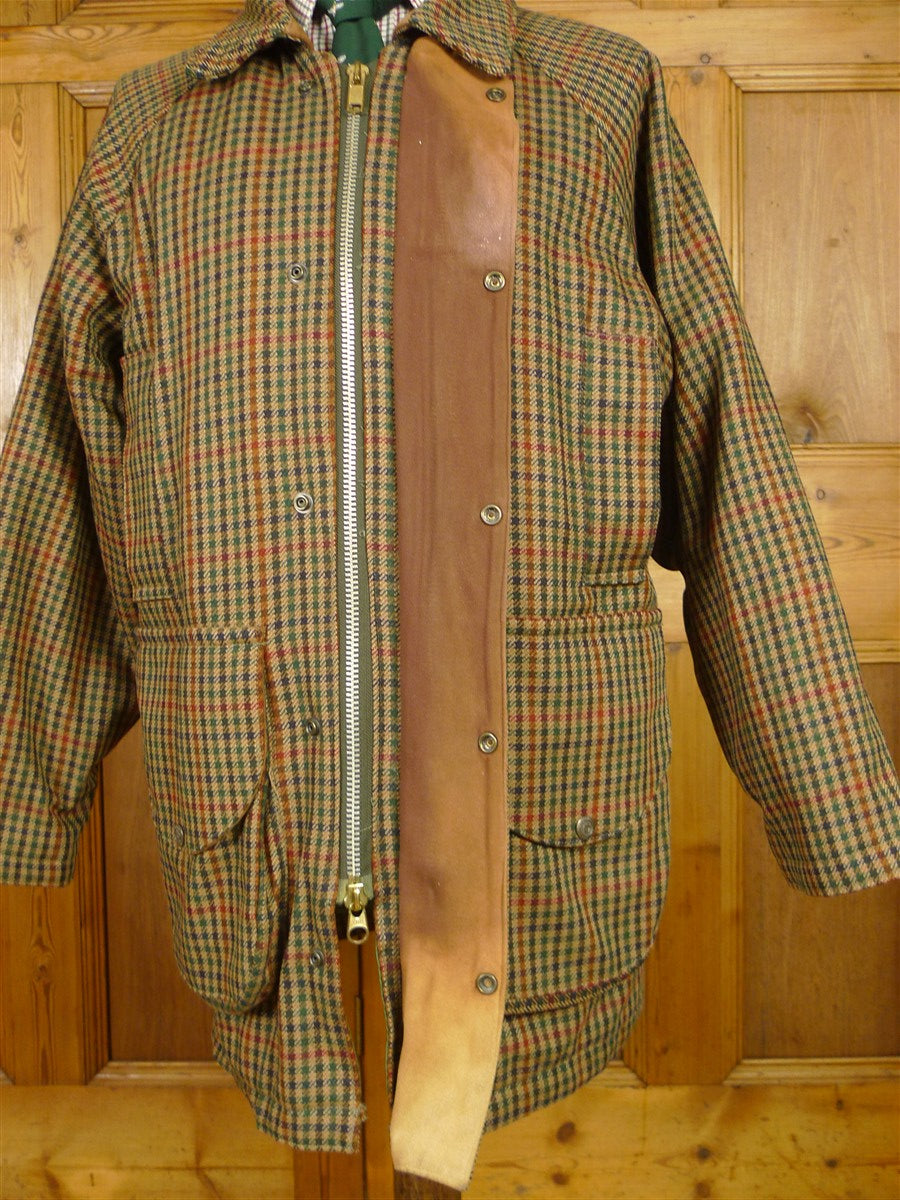 25/1148 superb vintage heavyweight scottish tweed gun check shooting field coat 44-45