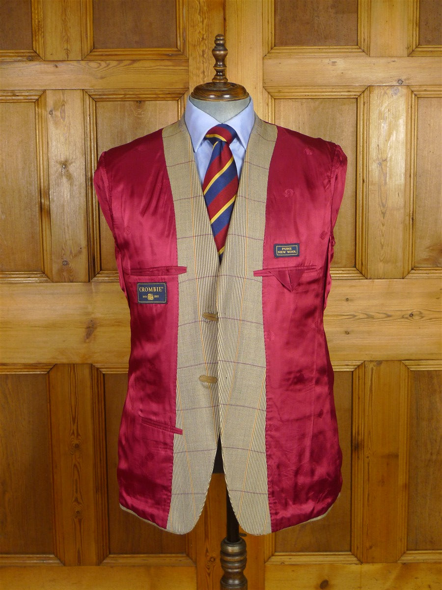 25/1129 immaculate crombie 100% wool sporting check blazer sports jacket w/ working cuff & original bag 44 regular