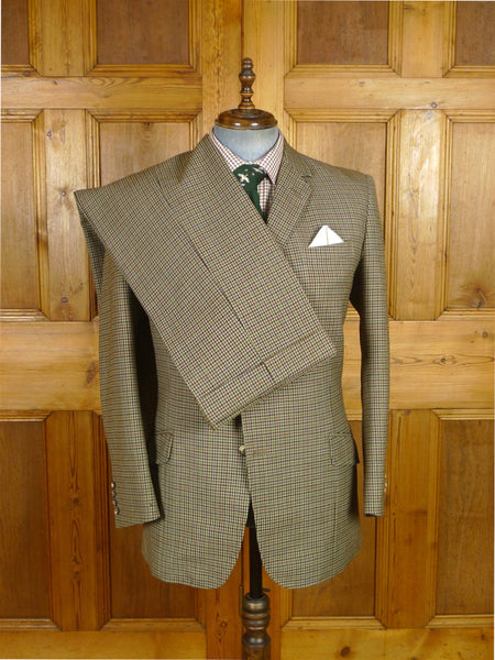 25/1170 superb 1969 vintage connock & lockie bespoke heavyweight worsted 3-piece brown gun check town & country suit 41 long
