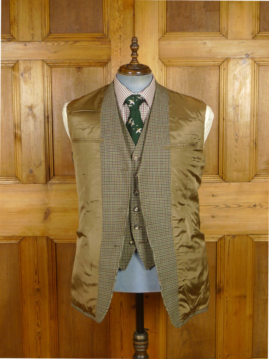 25/1170 superb 1969 vintage connock & lockie bespoke heavyweight worsted 3-piece brown gun check town & country suit 41 long