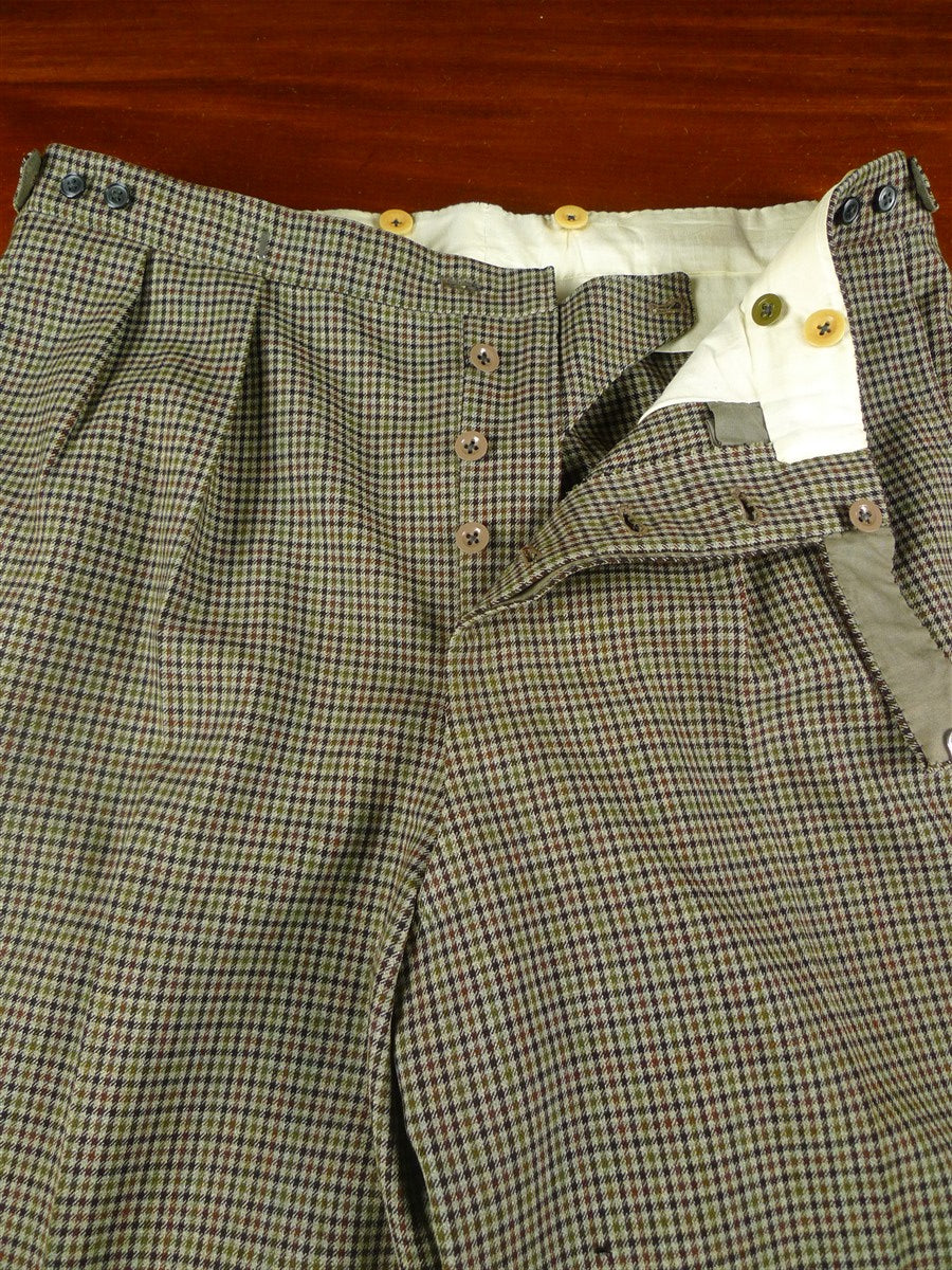 25/1170 superb 1969 vintage connock & lockie bespoke heavyweight worsted 3-piece brown gun check town & country suit 41 long