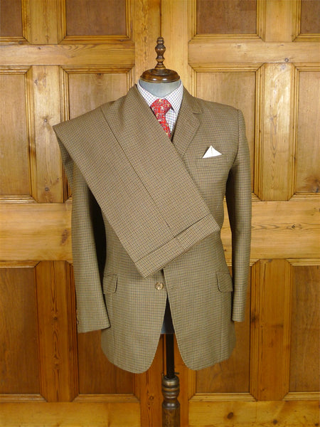25/1171 superb 1974 vintage connock & lockie bespoke heavyweight worsted 3-piece beige brown gun check town & country suit 41 long