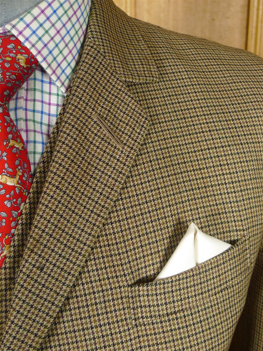 25/1171 superb 1974 vintage connock & lockie bespoke heavyweight worsted 3-piece beige brown gun check town & country suit 41 long