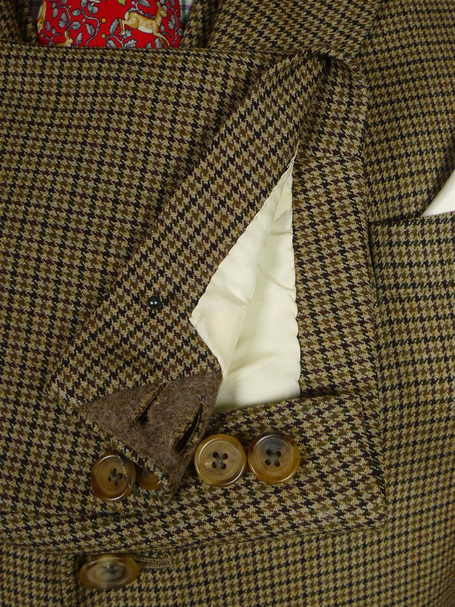 25/1171 superb 1974 vintage connock & lockie bespoke heavyweight worsted 3-piece beige brown gun check town & country suit 41 long
