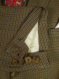 25/1171 superb 1974 vintage connock & lockie bespoke heavyweight worsted 3-piece beige brown gun check town & country suit 41 long