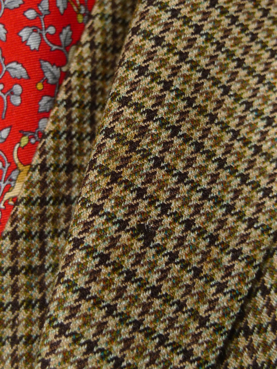 25/1171 superb 1974 vintage connock & lockie bespoke heavyweight worsted 3-piece beige brown gun check town & country suit 41 long