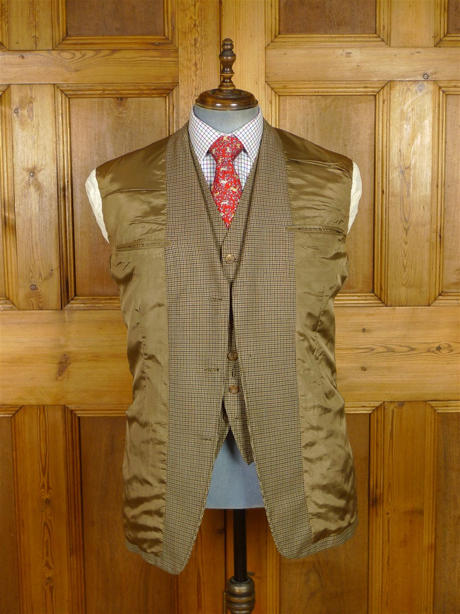 25/1171 superb 1974 vintage connock & lockie bespoke heavyweight worsted 3-piece beige brown gun check town & country suit 41 long