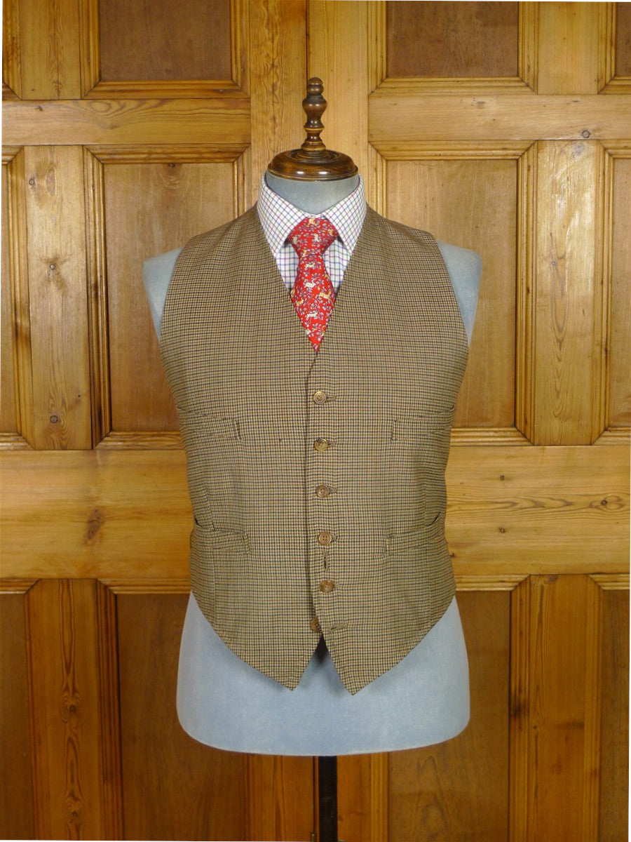 25/1171 superb 1974 vintage connock & lockie bespoke heavyweight worsted 3-piece beige brown gun check town & country suit 41 long
