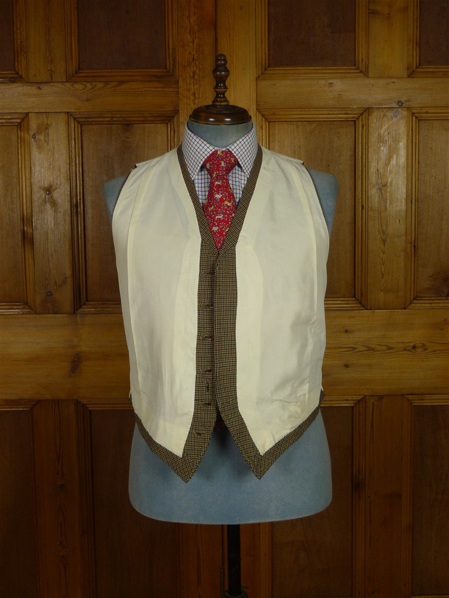 25/1171 superb 1974 vintage connock & lockie bespoke heavyweight worsted 3-piece beige brown gun check town & country suit 41 long