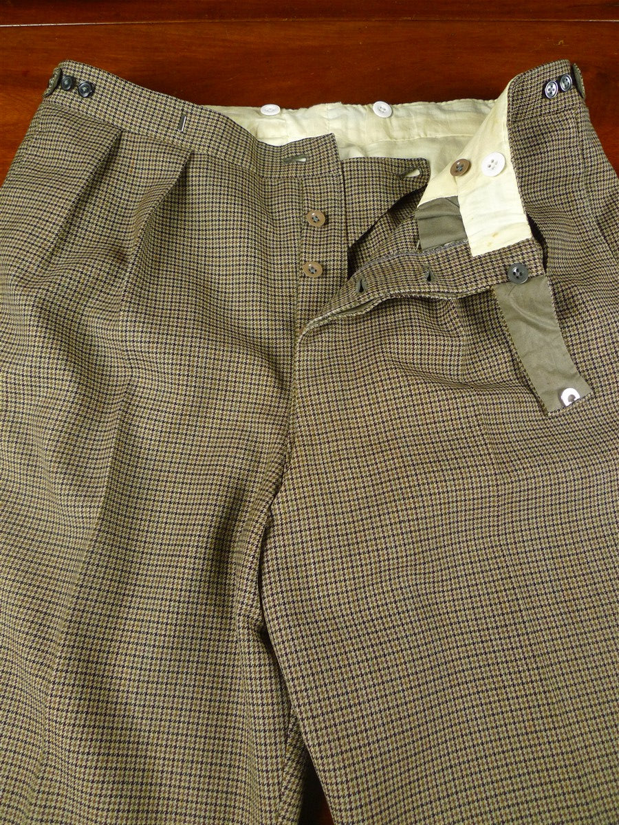 25/1171 superb 1974 vintage connock & lockie bespoke heavyweight worsted 3-piece beige brown gun check town & country suit 41 long