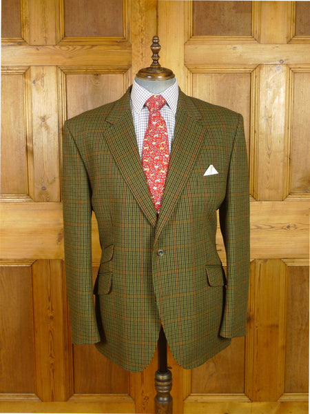 25/1165 near immaculate john g hardy green gun check tweed sports jacket blazer 48 regular