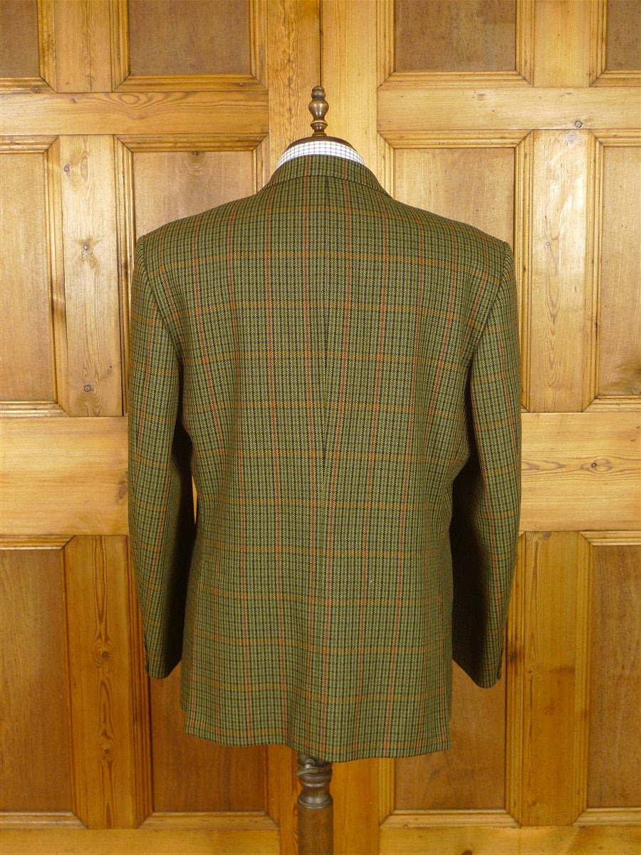 25/1165 near immaculate john g hardy green gun check tweed sports jacket blazer 48 regular