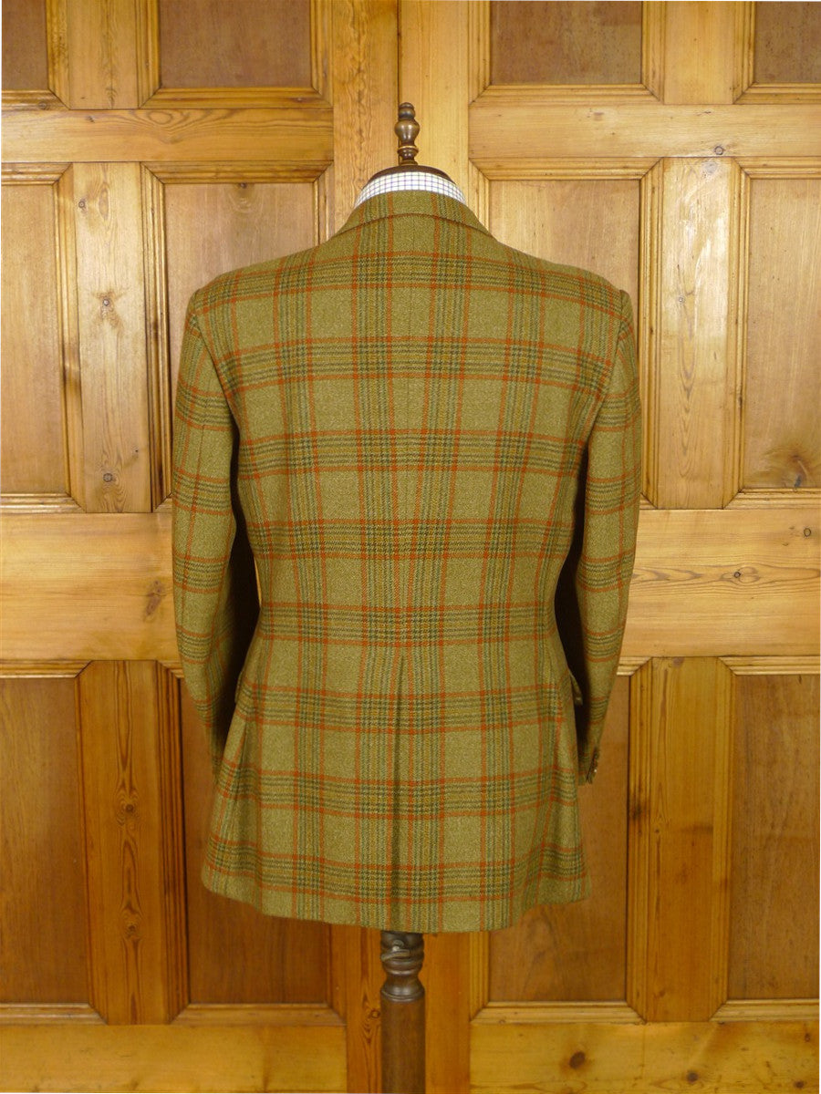 25/1166 vintage john g hardy brown wp check tweed sports jacket blazer 43-44 regular