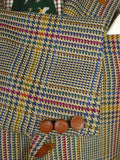 25/1161 vintage daks glen check wool tweed sports jacket w/ 'dd' leather buttons 42 short to regular