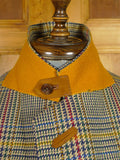 25/1161 vintage daks glen check wool tweed sports jacket w/ 'dd' leather buttons 42 short to regular