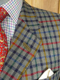 25/1159 immaculate daks grey house check 100% wool sports jacket blazer 42-43 short to regular