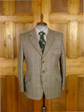25/1164 immaculate vintage john g hardy bespoke tailored brown gun check tweed jacket w/ besom flap top pocket 42 short