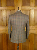 25/1164 immaculate vintage john g hardy bespoke tailored brown gun check tweed jacket w/ besom flap top pocket 42 short