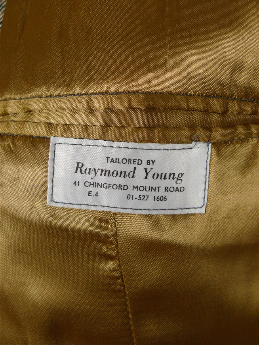 25/1164 immaculate vintage john g hardy bespoke tailored brown gun check tweed jacket w/ besom flap top pocket 42 short