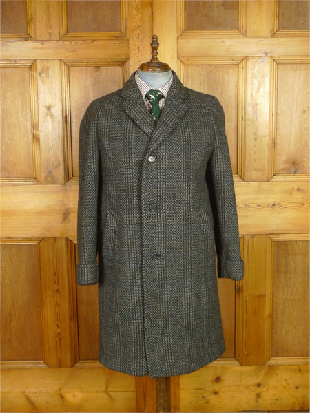 25/1199 immaculate vintage heavyweight crombie wool tweed raglan coat overcoat w/ gauntlet cuff 40-41