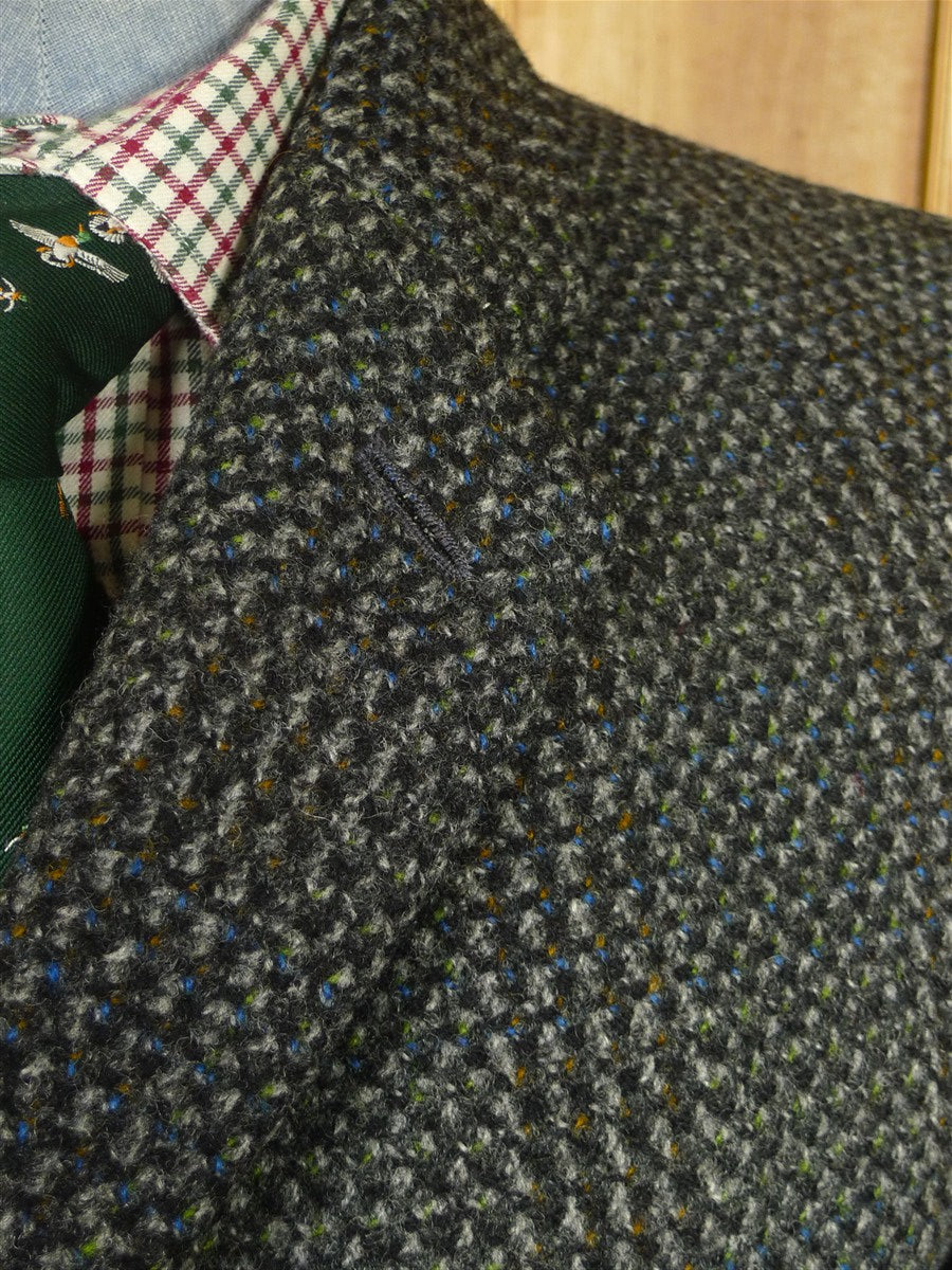 25/1199 immaculate vintage heavyweight crombie wool tweed raglan coat overcoat w/ gauntlet cuff 40-41