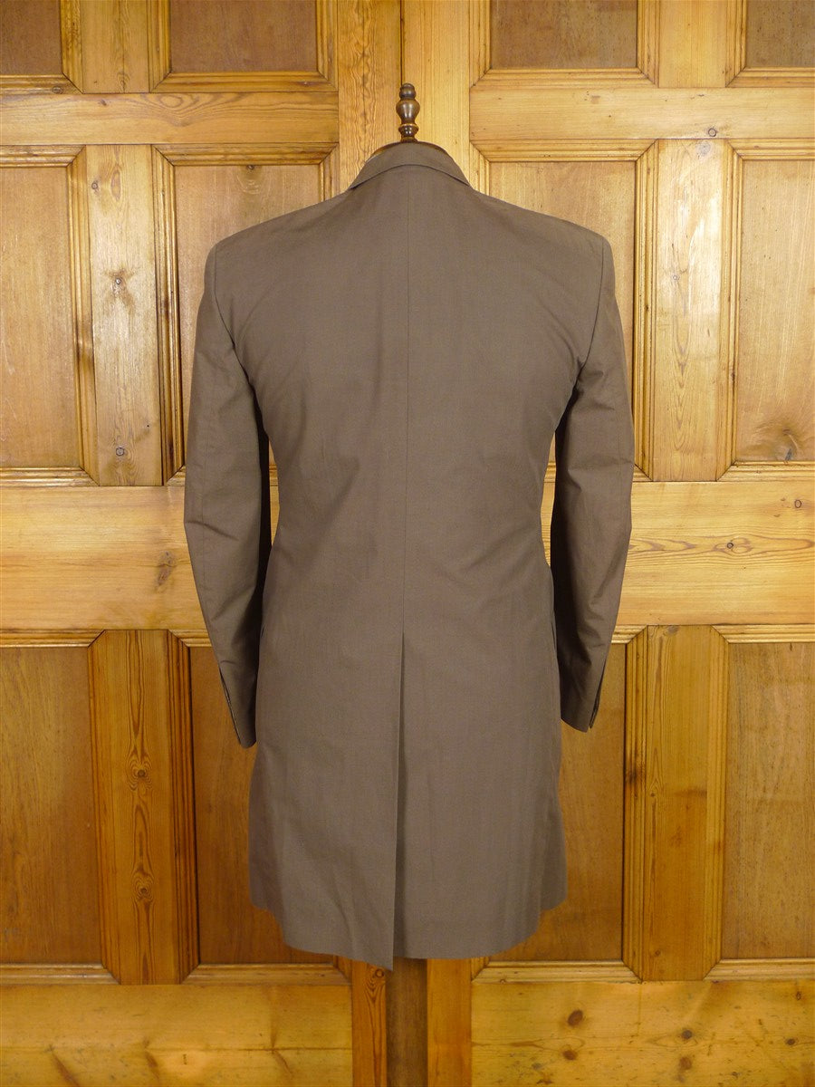 25/1174 new w/ tags aquascutum ltd brown 100% cotton d/b pea coat raincoat mac 40 regular