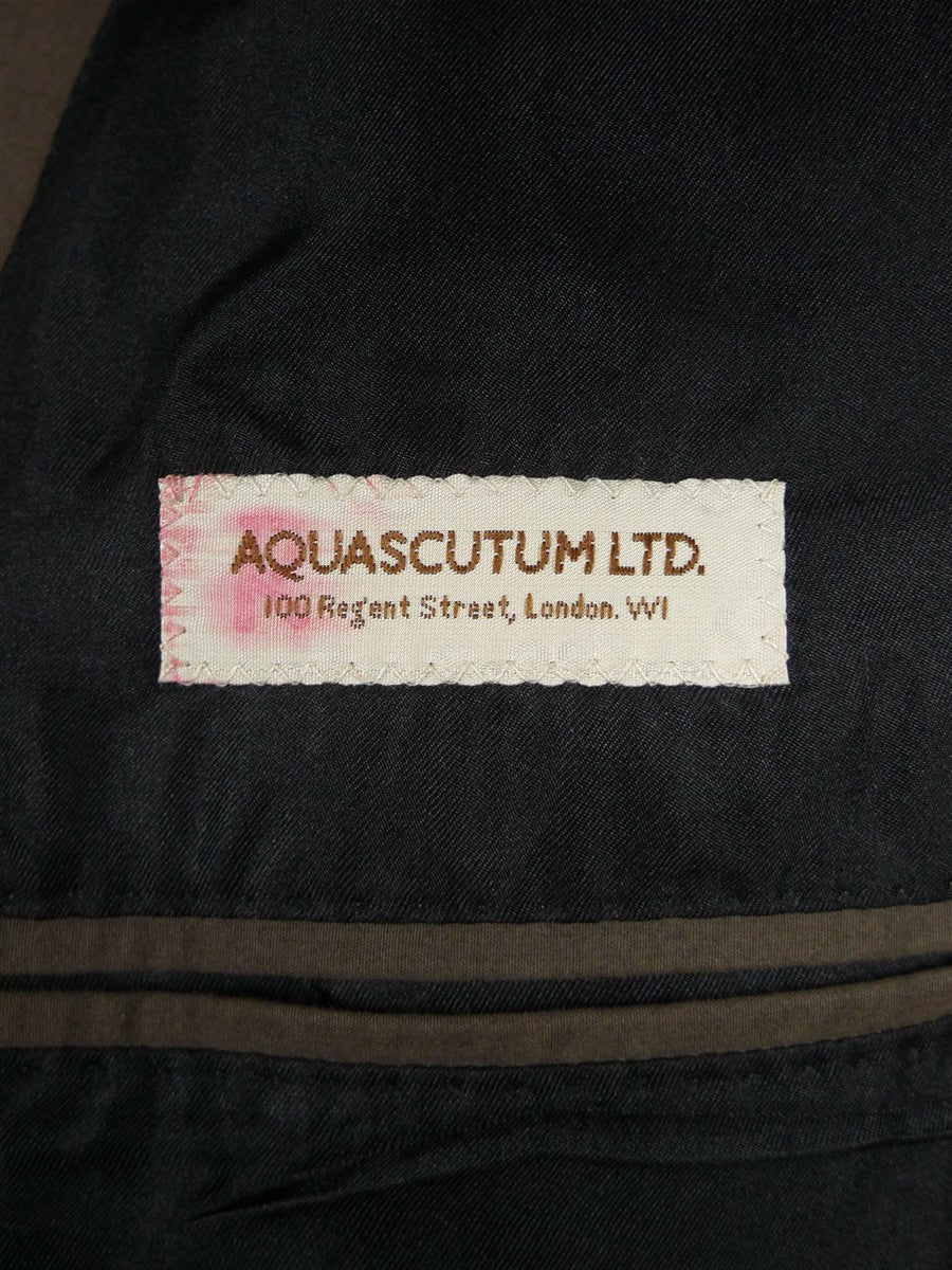 25/1174 new w/ tags aquascutum ltd brown 100% cotton d/b pea coat raincoat mac 40 regular