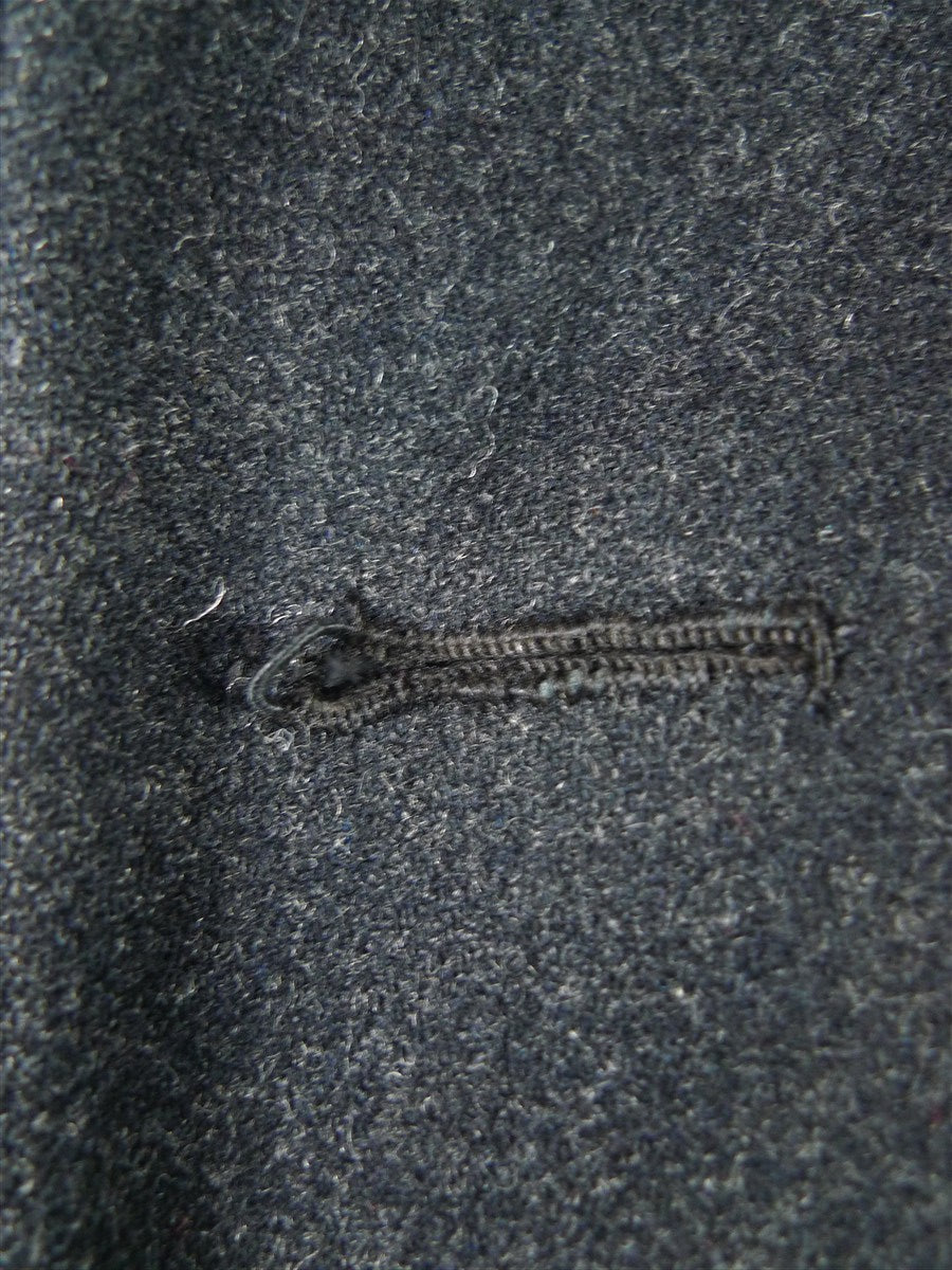 25/1179 genuine 1950s vintage extra-heavyweight full-length d/b charcoal grey herringbone weave d/b king coat overcoat 42 long