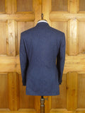 25/1190 immaculate daks london blue herringbone wool tweed sports jacket blazer w/ suede trims 38 regular