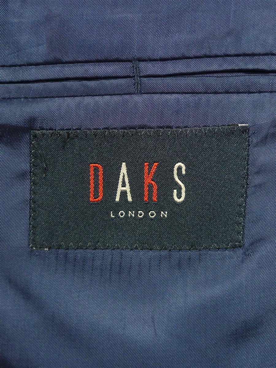 25/1190 immaculate daks london blue herringbone wool tweed sports jacket blazer w/ suede trims 38 regular