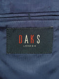 25/1190 immaculate daks london blue herringbone wool tweed sports jacket blazer w/ suede trims 38 regular