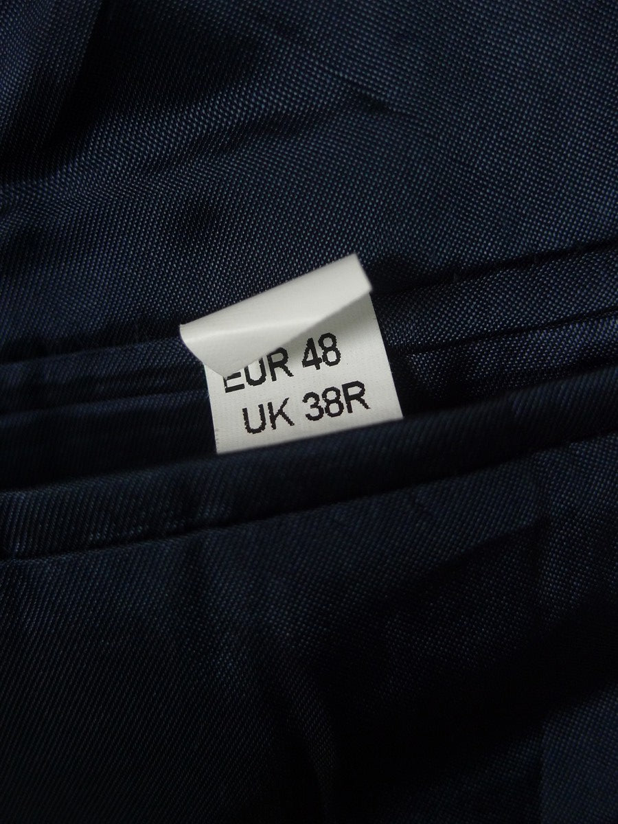 25/1190 immaculate daks london blue herringbone wool tweed sports jacket blazer w/ suede trims 38 regular